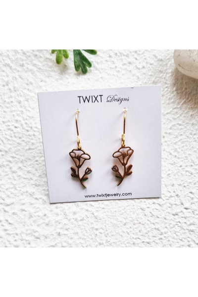 September Birth Flower - Morning Glory - Earrings Gold - PD450